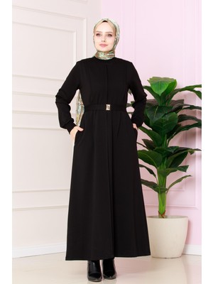 Pile Detaylı Elbise -Siyah