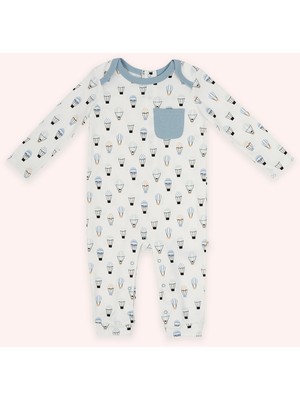 Yenidoğan Baskılı Uzun Kollu Patikli Ekru Tulum