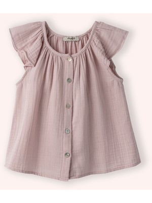 Kız Çocuk Yumuşak Dokulu Pembe Müslin Bluz