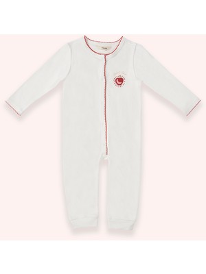 Yenidoğan Baskı Detaylı Ekru Tulum