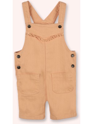 Kız Bebek Çıtçıtlı Dikiş Detaylı Somon Salopet