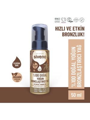 Siveno %100 Doğal Bronzlaştırıcı Yağ Organik Avokado Yağı Nemlendirici Yoğun Bronzlaştırıcı 50 ml