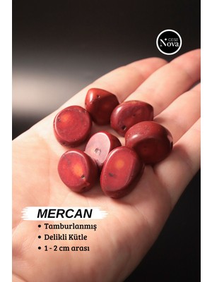 Sertifikalı Mercan Doğal Taş Tamburlanmış Kütle (Delikli)