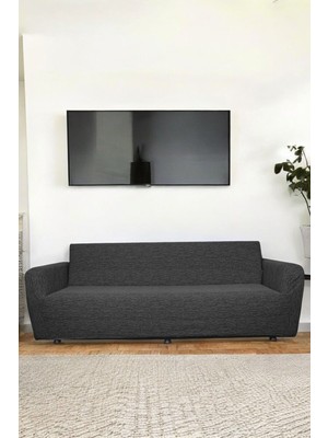 3 Kişilik Jakarlı Çubuk Desen Lastikli Koltuk Kılıfı Çekyat Koltuk Örtüsü Streç Esnek Kanepe Kılıfı