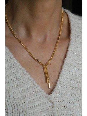 14 Ayar Altın Işıltılı Sarkıt Ajda Kolye