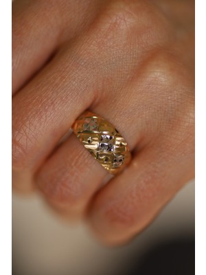 14 Ayar Altın Taşsız Kalemli Anne Yüzük 3