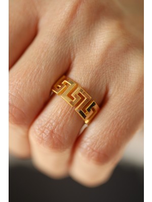 14 Ayar Altın Ajda Desenli Greek Yüzük