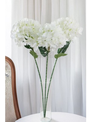 Yapay Koca Kafa Ortanca Dalı 60  cm  Beyaz