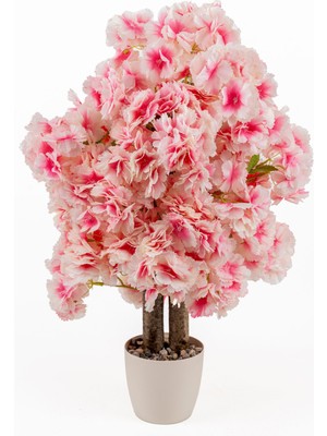 Beyaz Saksıda Yoğun Yapraklı 60  cm  Yapay Bahardalı Ağacı