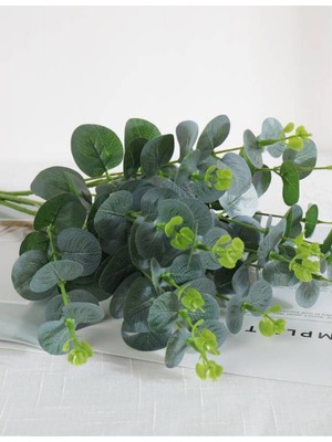 2 Adet Yapay 16 Dallı Lüx Okaliptus Bitkisi __ Saksısız Demeti Ağacı Sarkıt Sarmaşık Gelin Buketi