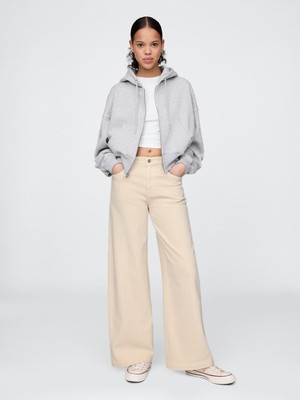 Gap Kadın Açık Pembe High Rise Stride Wide-Leg Jean Pantolon