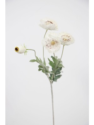 Yapay Çiçek Tozlu Lüx 4lü Gelincik Dalı 60  cm  Beyaz