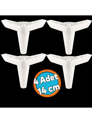 Mobilya Kanepe Sehpa Tv Ünitesi Koltuk Ayağı 14 cm Beyaz Baza Ayak 4 Adet