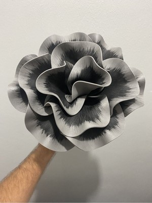 Dekoratif El Yapımı Lüks Lateks Eva Yapay Çiçek-Gri Siyah Detaylı-Köpük Çiçek