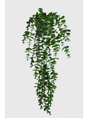 Yapay Çiçek Metal Saksıda Çakıl Taşı Detaylı Yeşil Okaliptus Sarkıtı