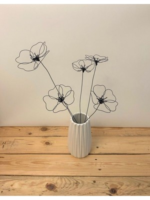 3D Siyah Tel 2 Adet Haşhaş Çiçeği Yapay Ev Dekorasyonu