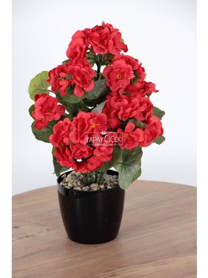 Yapay Çiçek Saksılı Sardunya Çiçeği 30  cm  Kırmızı