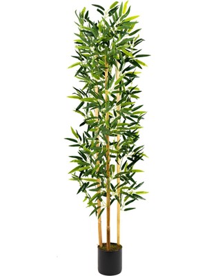 Yapay Yoğun Yapraklı Dekoratif Bambu Ağacı 3 Gövde 150 cm