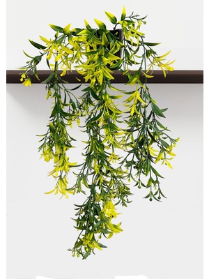 Yapay Çiçek Siyah Saksılı Sarı Yoğun Dallı Sarkıt