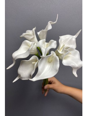 Yapay Çiçek Beyaz Islak Görünümlü Yapay Gala Çiçeği 8 Adet