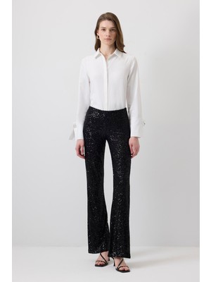 Touche Prive Payetli Flare Paça Pantolon