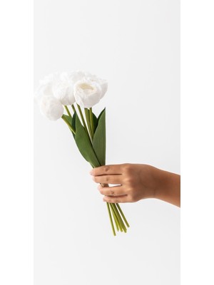 Yapay Gelin Eli Demeti 35  cm  8 Dal Beyaz