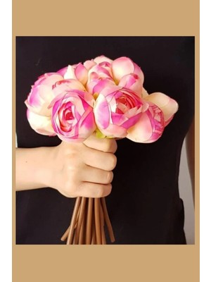 Adresiyapayçiçek Yapay Çiçek 16 Lı Lüx Ipek Şakayık Gül Buketi Açık Pembe