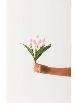 Yapay Ponpon Çiçeği Pembe 35  cm  7 Dal