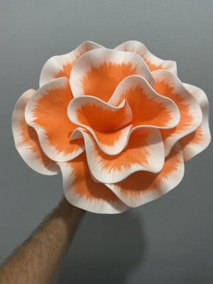 Dekoratif El Yapımı Lüks Lateks Eva Yapay Çiçek-Beyaz Turuncu Detaylı-Köpük Çiçek