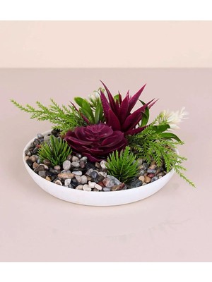 1 Adet Dekoratif Tabakta Yapay Arajman Çiçek