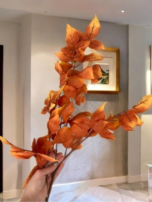Uzun Yapay Sonbahar Yaprak Buketi Turuncu