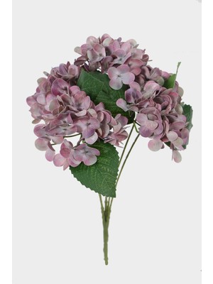 Yapay Lüx 5 Dallı Islak Ortanca Demeti 45  cm  Gül Kurusu