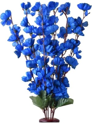 1 Adet Yapay Çiçek Bahardalı Japon Kiraz Çiçeği 9 Dallı 57 cm  Saks Mavisi