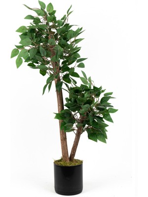 Yoğun Yapraklı 2 Gövde Yapay Benjamin Ağacı 110  cm