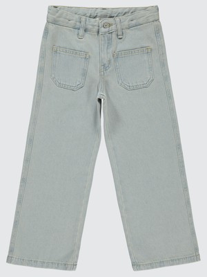 Civil Girls Kız Çocuk Pantolon Normal Bel Geniş Paça 10-13 Yaş Buz Mavi Dokuma Kumaş