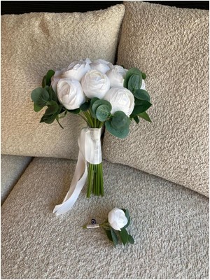 Okaliptüslü Şakayık Gelin Buketi