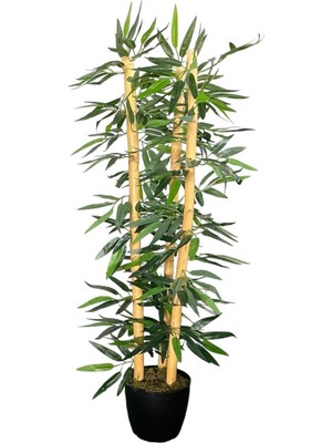 Yapay Yoğun Yapraklı Dekoratif Bambu Ağacı 3 Gövde 110 cm