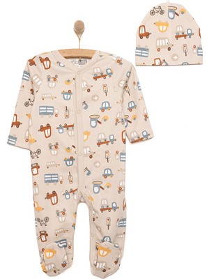 Hellobaby Yenidoğan Hayvanlar Baskılı Erkek Tulum-Şapka Erkek Bebek