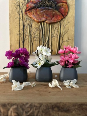 3 Adet Orta Boy Yapay Kuru Çiçek Dekoratif Masa Dekor Çiçeği Yapay Çiçek