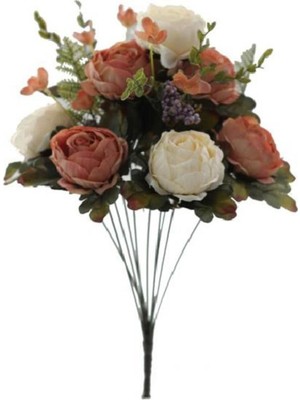 Yapay Çiçek Somon Krem 7 Kafalı Erengül Demeti Büyük Boy