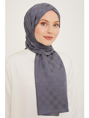 Armine Trend Jakarlı Füme Dama Desen Diamond şal 2 - 3332