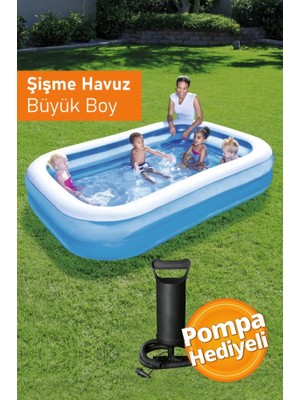 Bestway 12819, Büyük Boy Dikdörtgen Şişme Aile Havuzu + Pompa (211X132X46CM)