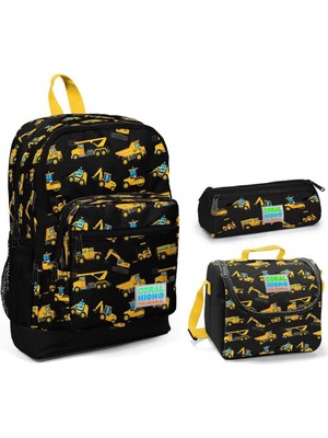 Iş Makineleri Erkek Çocuk 3'Lü Ilkokul Çanta Seti