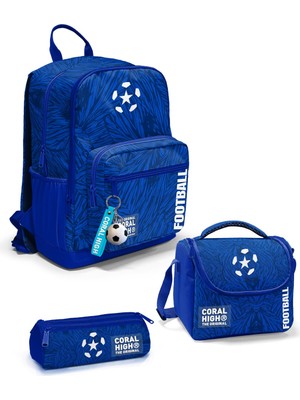 Coral High Lacivert Saks Futbol Desenli 3’lü Okul Çanta Seti SET0123697