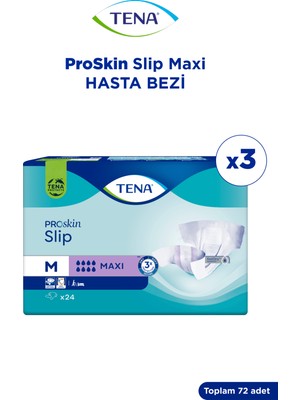 Tena Slip Maxi Bel Bantlı Hasta Bezi, Orta Boy (M), 8 Damla, 24'Lü 3 Paket 72 Adet