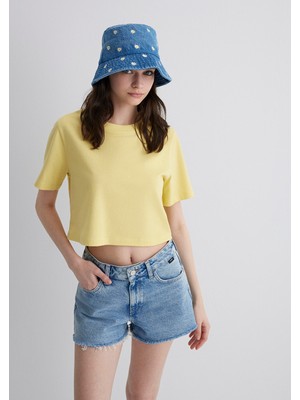 Mavi Papatya Nakışlı Denim Bucket Şapka 1912247-34961