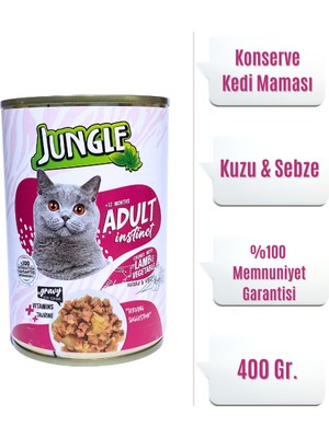 JUNGLE +12 MONTHS ADULT İNSTİNCT KUZULU&SEBZELİ KONSERVE MAMA 400G