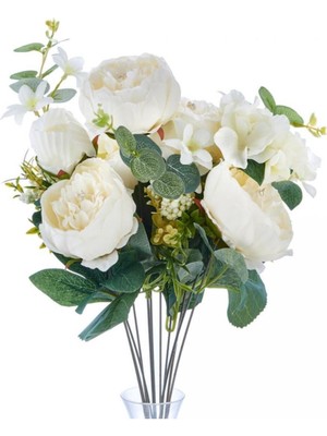 Yapay Çiçek Incili Şakayık Erengül Büyük Boy Demet Beyaz