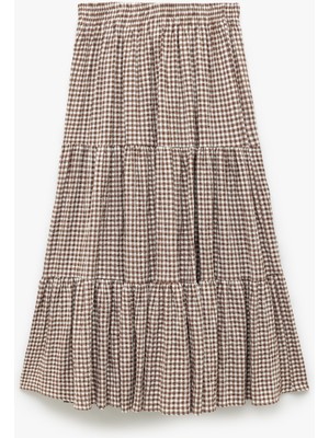 Koton Standart Bel Pötikareli Uzun Kloş Etek