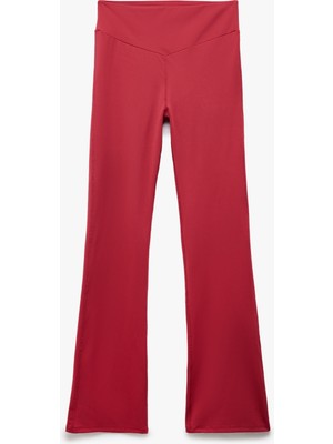 Koton Yüksek Bel Dikiş Detaylı Dar Kesim Ispanyol Paça Spor Tayt